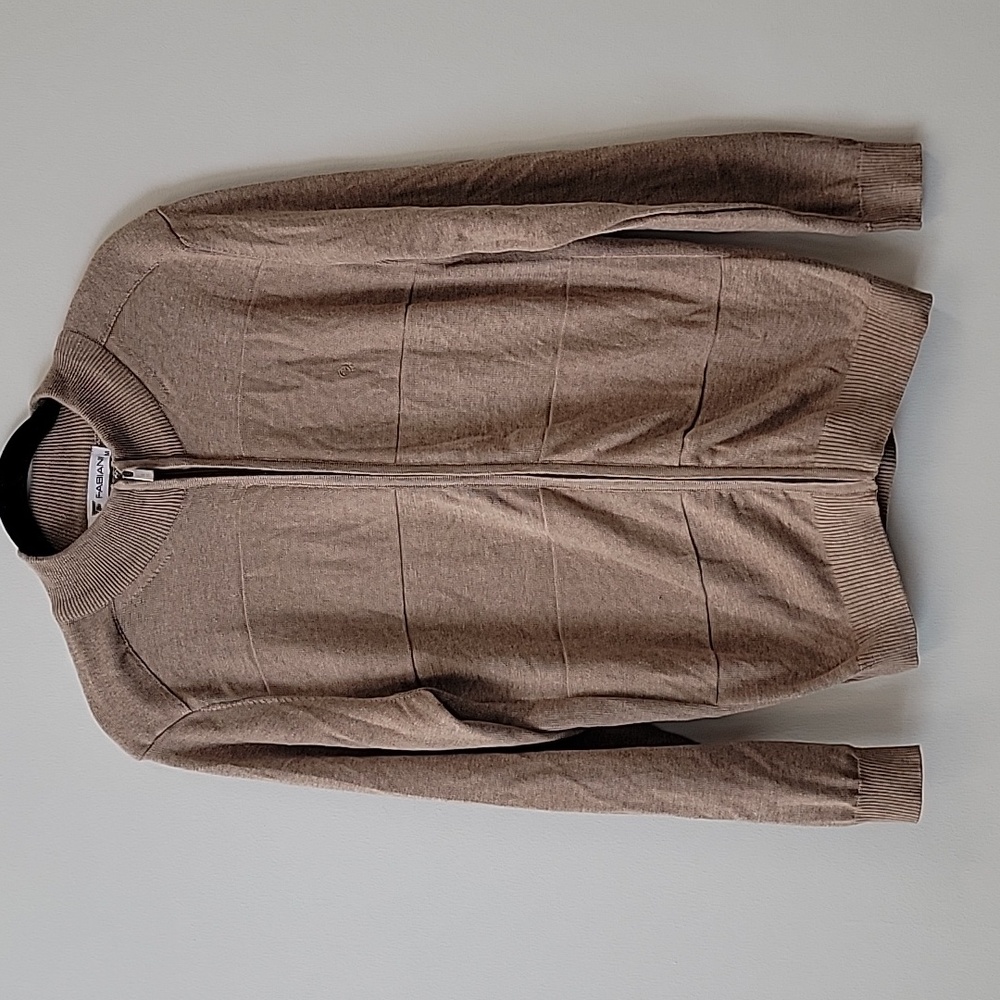 Sasha Fabiani Men's Beige Zip-Up Sweater